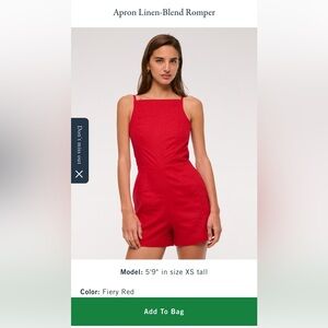 Abercrombie Red Linen Romper Size Large